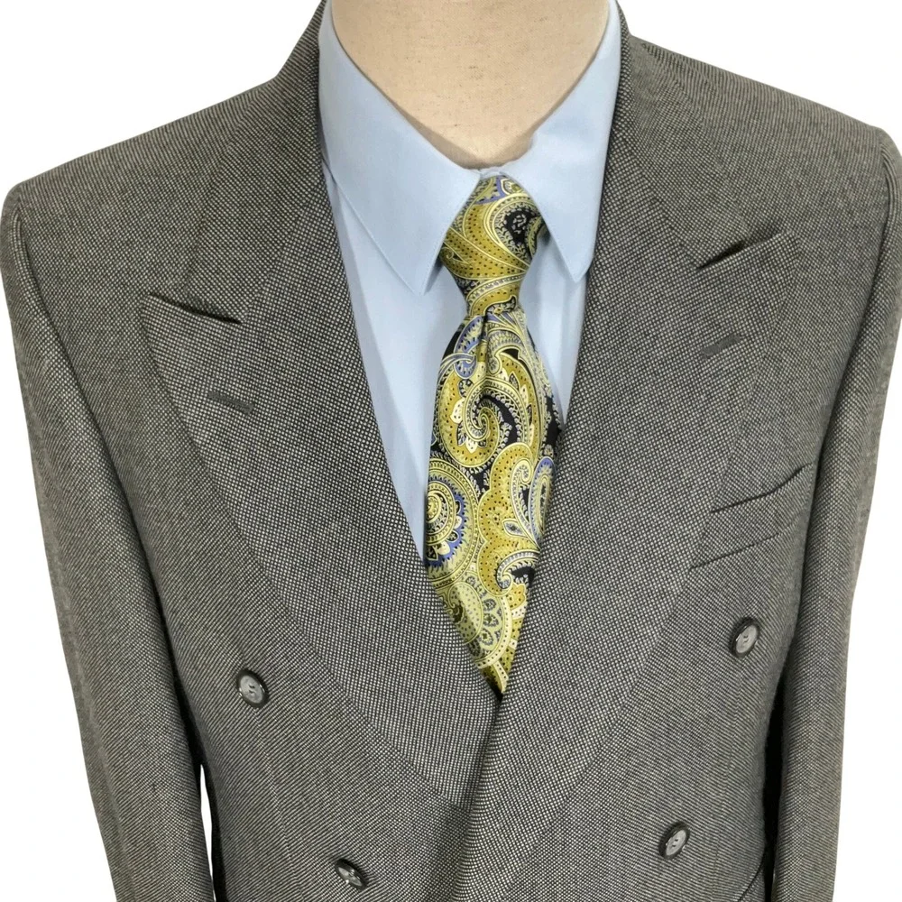 Kuppenheimer Blazer Men‎ 40 Gray White Birdseye Double Breasted Jacket Classic